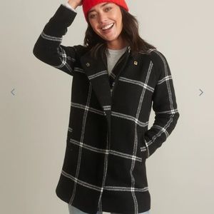 Stephanie Cocoon Coat in Black/Cream Windowpane